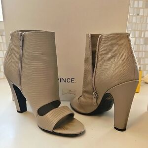 Vince Sansa Cream Peep-Toe Ankle Boots